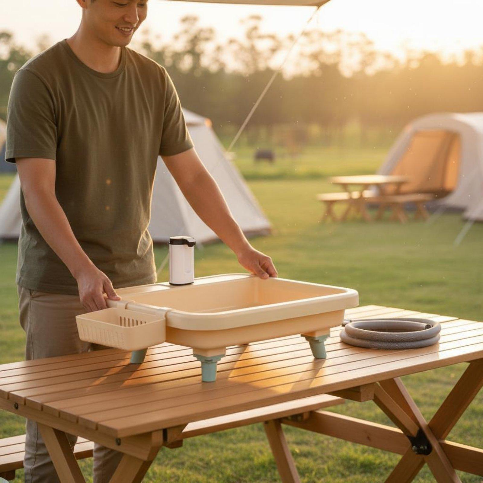 Outdoor Adventurer - Draagbare kampeerspoelbak met ingebouwde kraan en