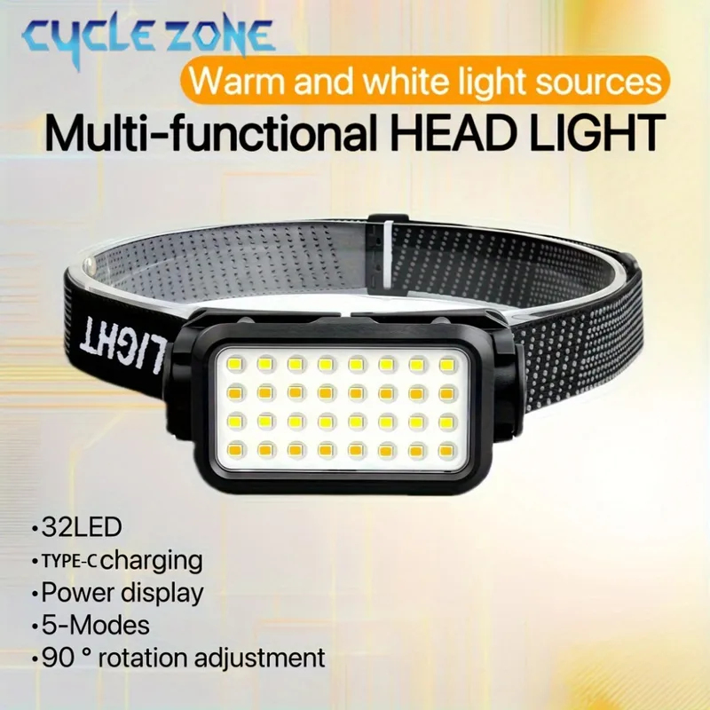 Outdoor Adventure At - Oplaadbare hoofdlamp met 32 LED's, 5