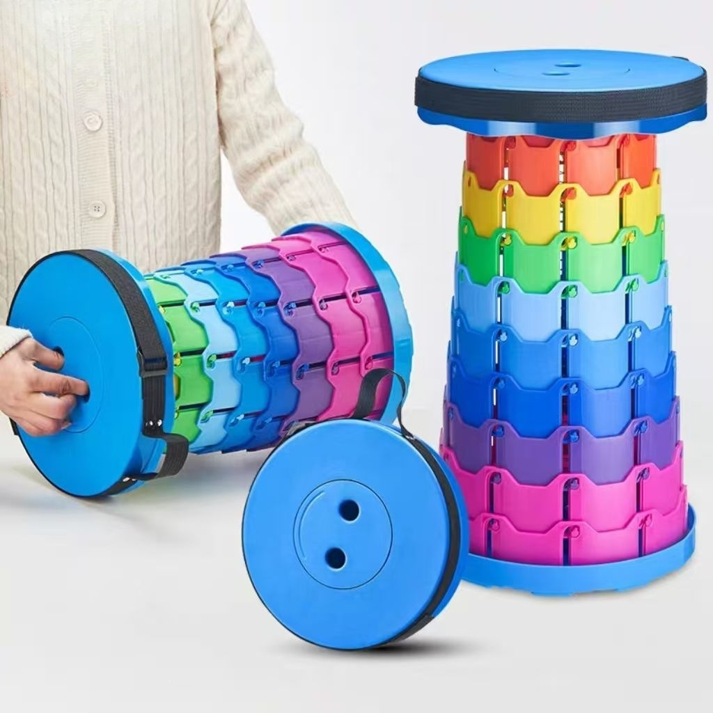 Outdoor Adventurer - Regenboog Telescopische Campingkruk Draagbaar Verdikt Opklapbaar