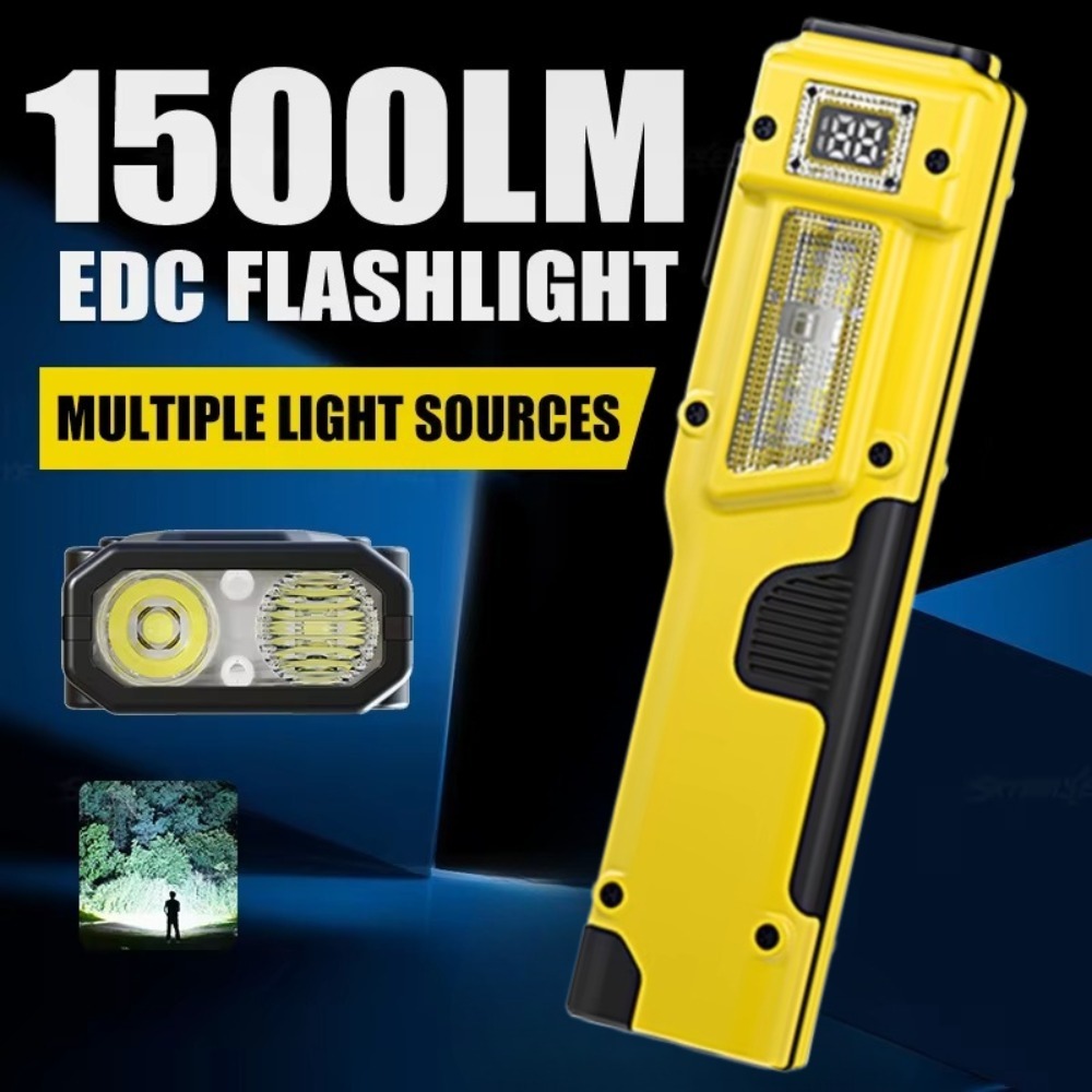 Outdoor Adventurer - Ultradunne EDC oplaadbare LED-zaklamp Batterijdisplay Dubbele