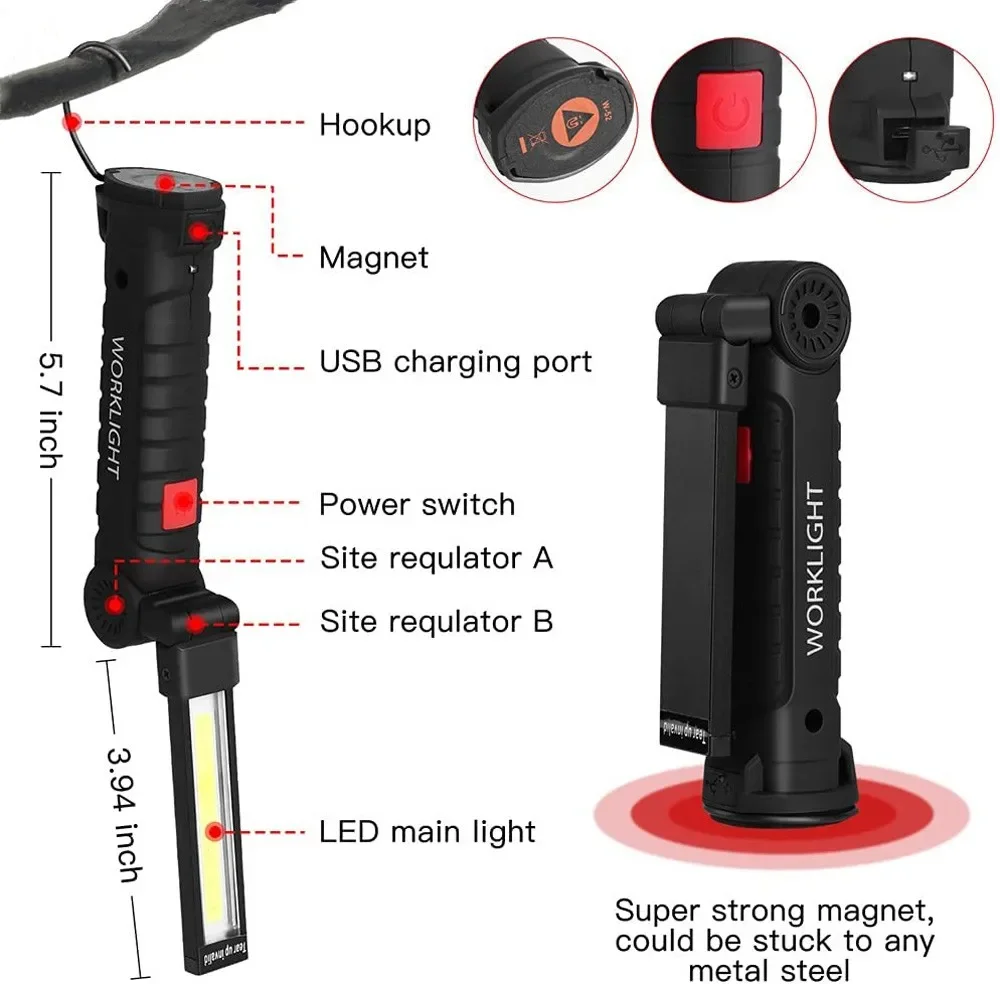Draagbare COB LED-zaklamp USB  - Outdoor Adventurer recensie en prijs