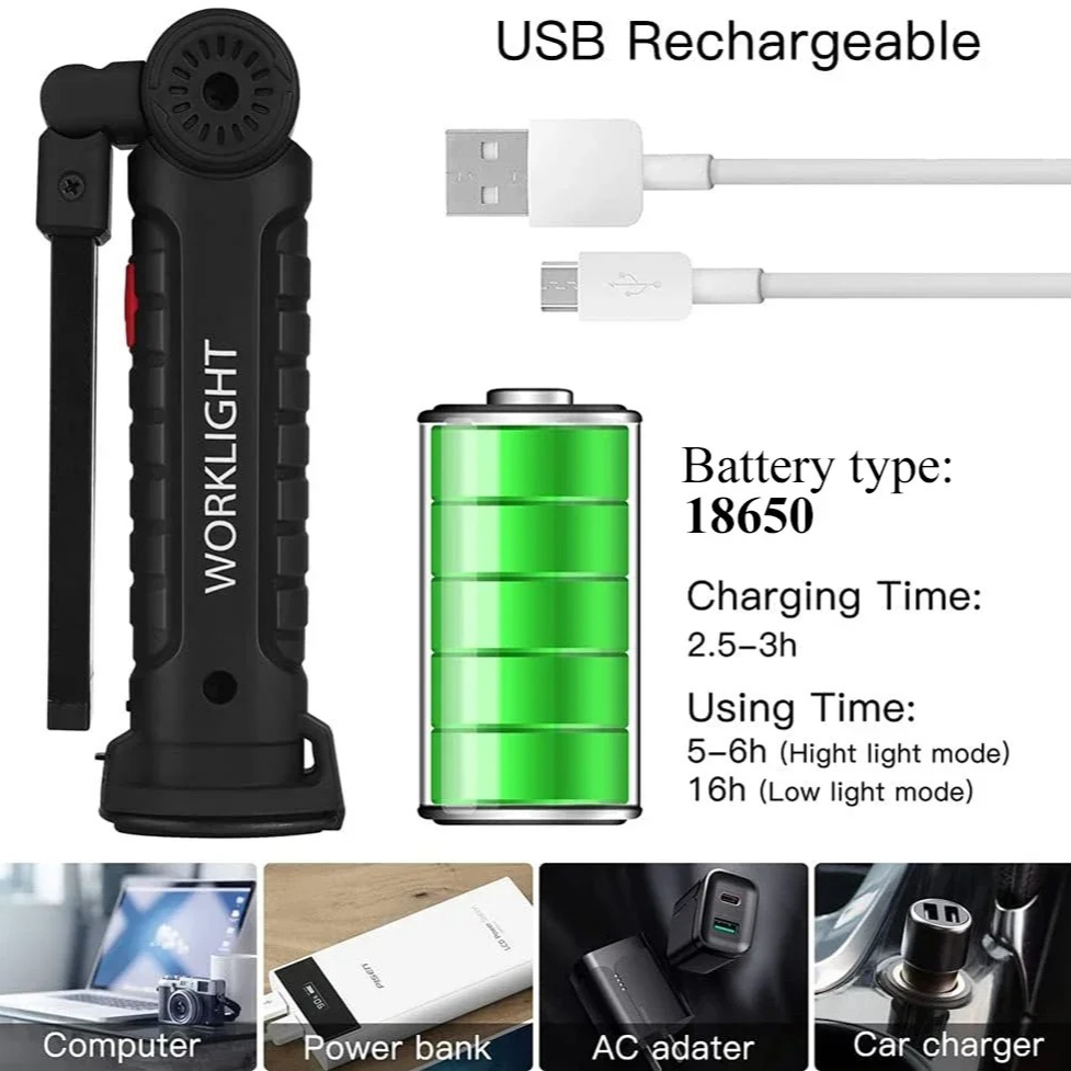 Draagbare COB LED-zaklamp USB  - Outdoor Adventurer recensie en prijs