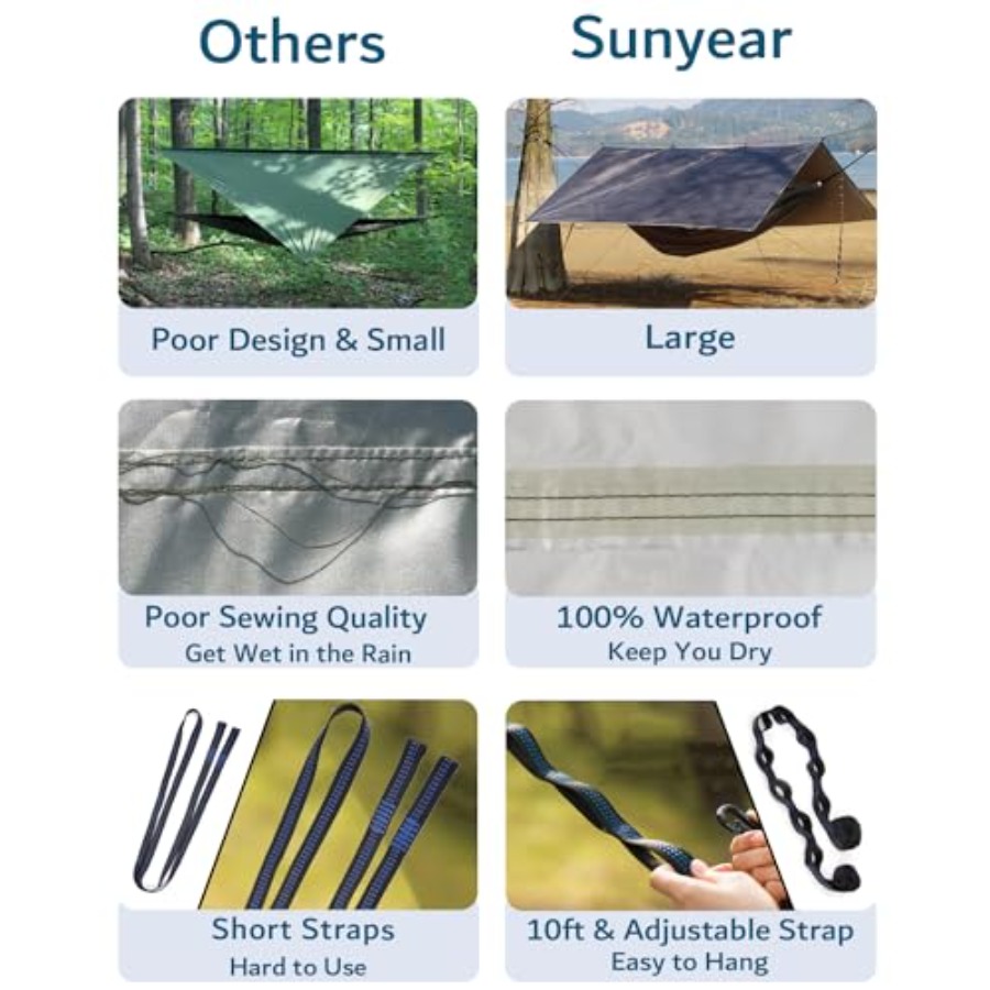 Draagbare campinghangmat met r - Hammock Rain Tarp recensie en prijs