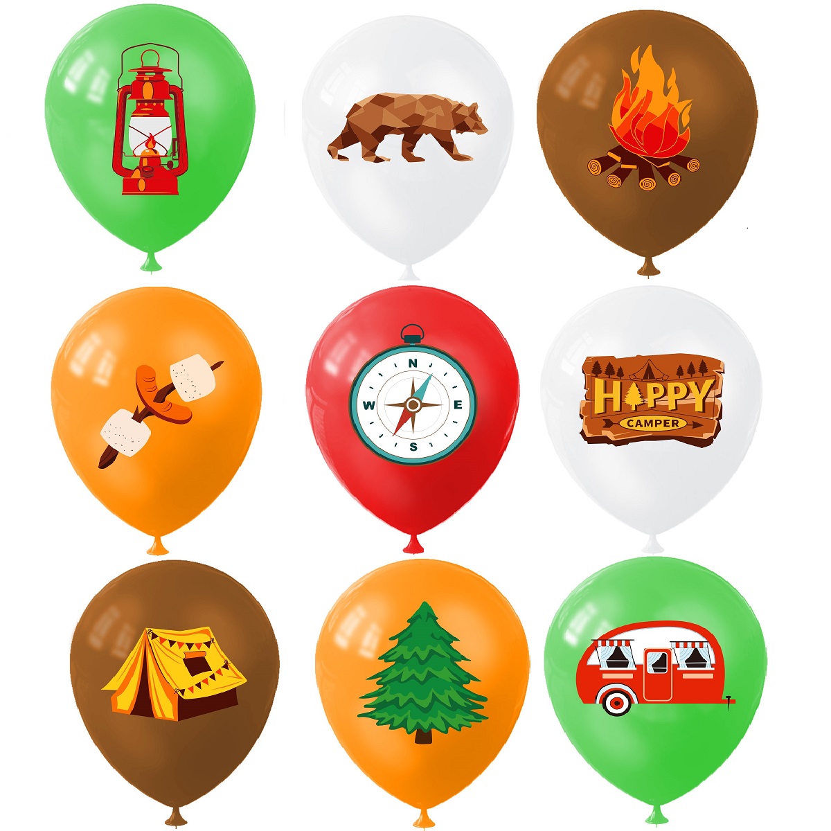 9-delige Happy Camping Ballon, - Outdoor Adventure Girls recensie en prijs